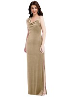 Cheap Asymmetrical One Shoulder Velvet Maxi Slip Bridesmaid Dress Canada