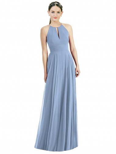 Cheap Keyhole Halter Chiffon Maxi Bridesmaid Dress Canada