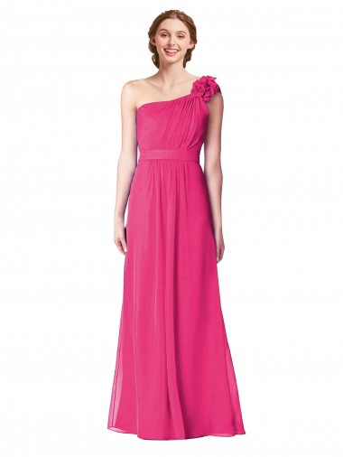 Cheap Full Length One Shoulder Chiffon Bridesmaid Dress Canada