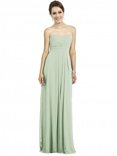 Cheap Full Length Strapless Chiffon Bridesmaid Dress with Sweetheart Neckline Canada