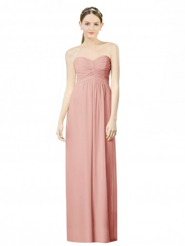 Cheap Long Chiffon Sweetheart Bridesmaid Dress with Twist Bodice Canada