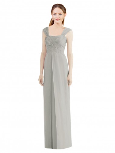 Cheap Full Length Lux Chiffon Dress with Draped Bodice And Shirred Straps Canada