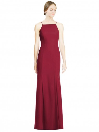 Cheap High Square Trumpet Chiffon Bridesmaid Dress with Lace-Up Open Back Canada