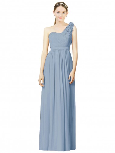 Cheap Flower Shoulder Draped One Shoulder Chiffon Bridesmaid Dress Canada