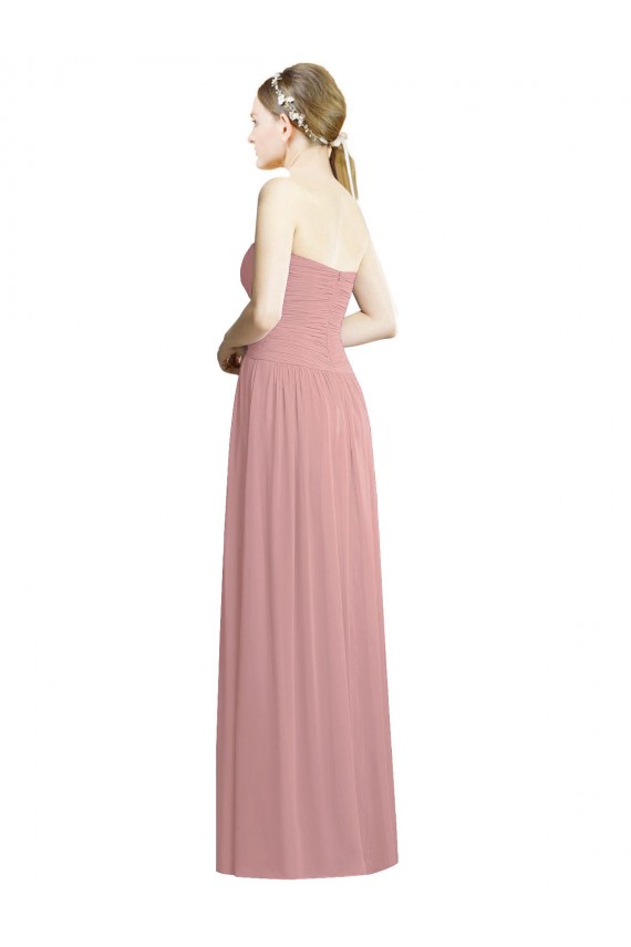 Cheap Crossover Draped Sweetheart Chiffon Bridesmaid Dress with Front Slit Canada