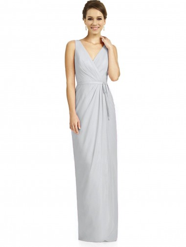 Cheap Draped V-Neck Cocktail Length Chiffon Bridesmaid Dress Canada