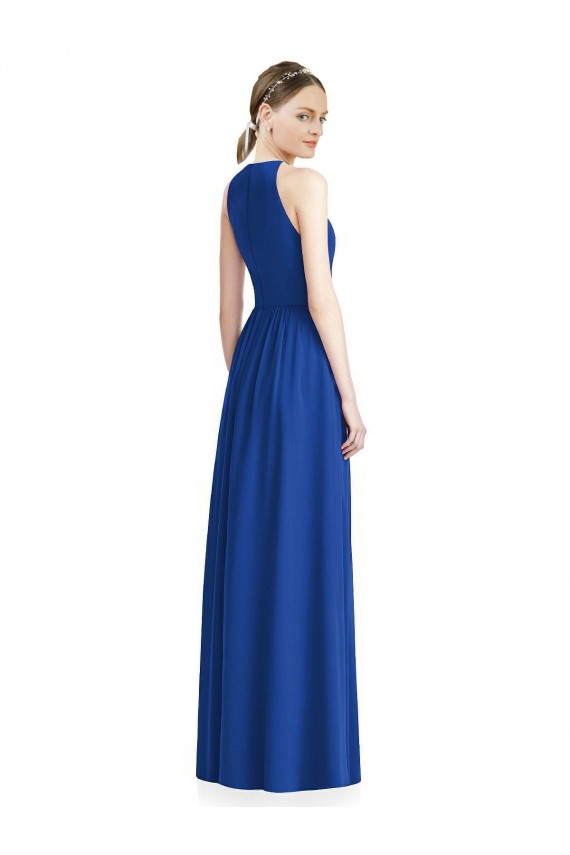 Cheap Draped Keyhole Long Chiffon Bridesmaid Dress Canada