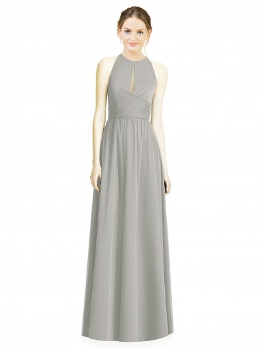 Cheap Draped Keyhole Long Chiffon Bridesmaid Dress Canada