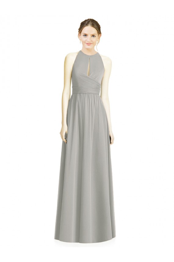 Cheap Draped Keyhole Long Chiffon Bridesmaid Dress Canada