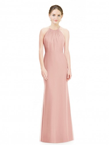 Cheap Halter Neck Trumpet Chiffon Bridesmaid Dress Canada