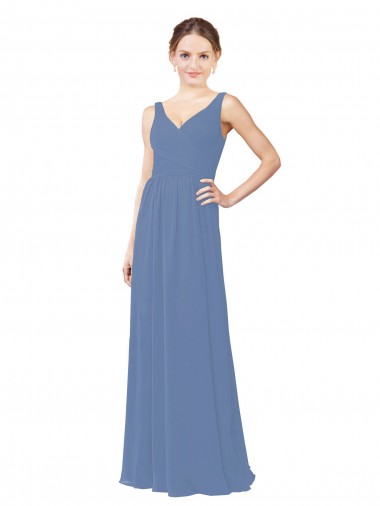 Cheap Draped V-Neck Luxe Chiffon Bridesmaid Dress Canada