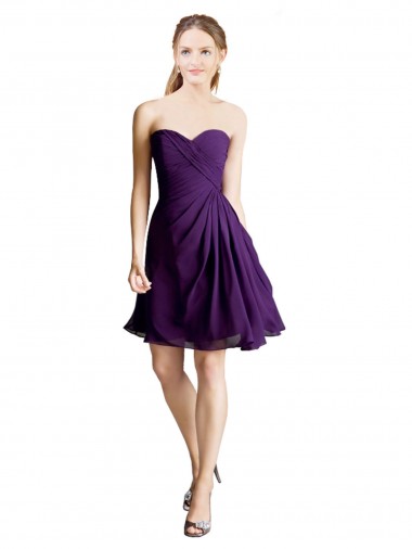 Cheap Draped Chiffon Long Sweetheart Bridesmaid Dress Canada