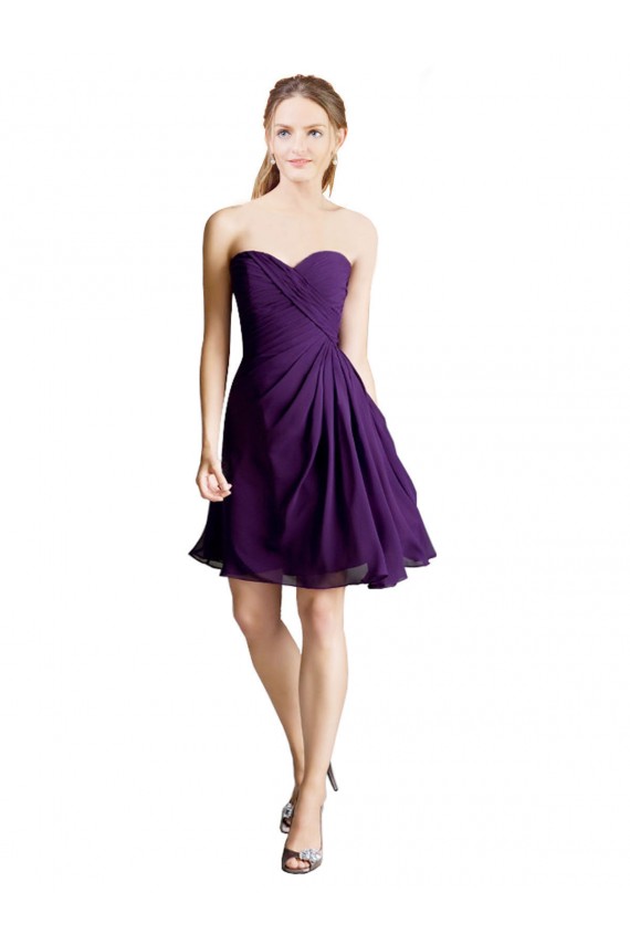 Cheap Draped Chiffon Long Sweetheart Bridesmaid Dress Canada