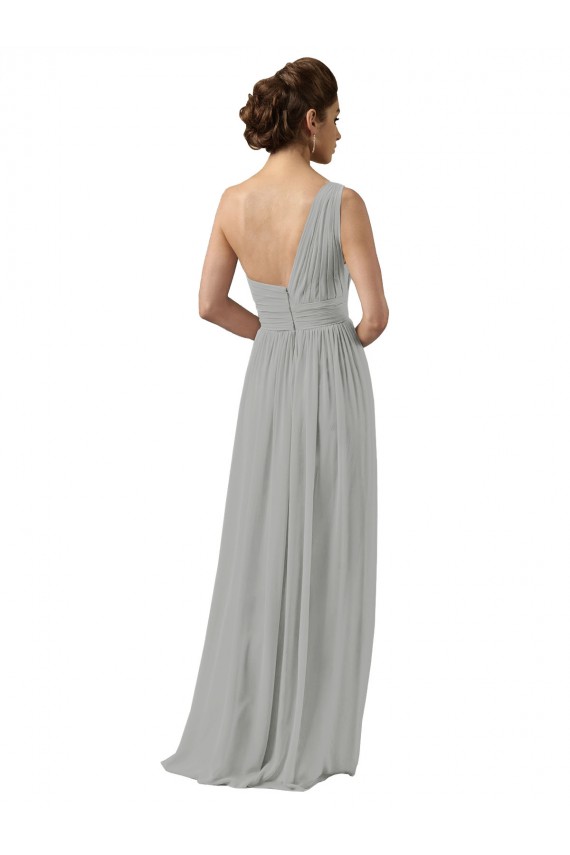 Cheap Ruffled One Shoulder Floor Length Long Chiffon Bridesmaid Dress Canada