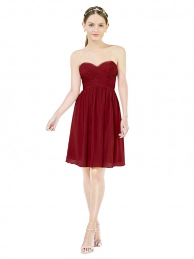 Cheap Short Sweetheart Knee Length Chiffon Bridesmaid Dress with Open Back Canada