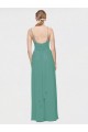 Cheap Rouched V-Neckline and Spaghetti Straps Long Chiffon Bridesmaid Dress Canada