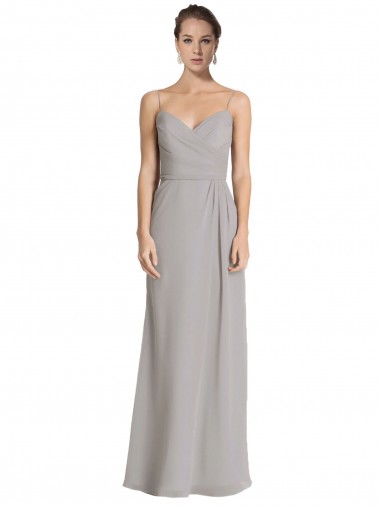 Cheap Long Chiffon A-Line Bridesmaid Dress with Criss-Cross Draped Bodice Canada