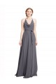 Cheap Spaghetti Strap Long Chiffon Bridesmaids Dress with Halter Cowl Neck Canada