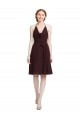 Cheap Short Knee Length Chiffon Bridesmaids Dress with Halter Cowl Neck Canada