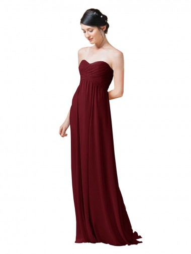 Cheap Hand-Ruched Sweetheart Long Chiffon Bridesmaid Dress Canada