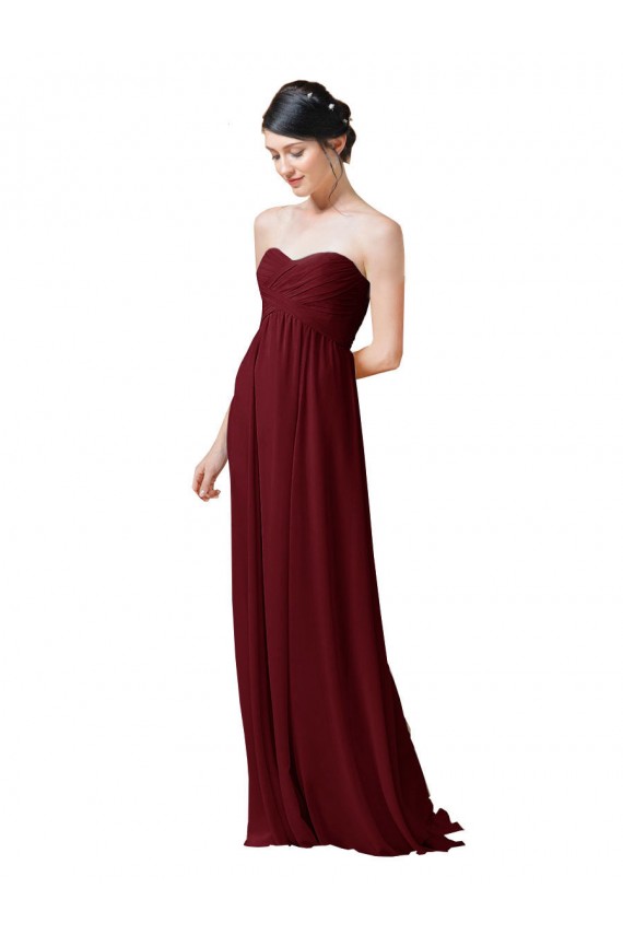 Cheap Hand-Ruched Sweetheart Long Chiffon Bridesmaid Dress Canada