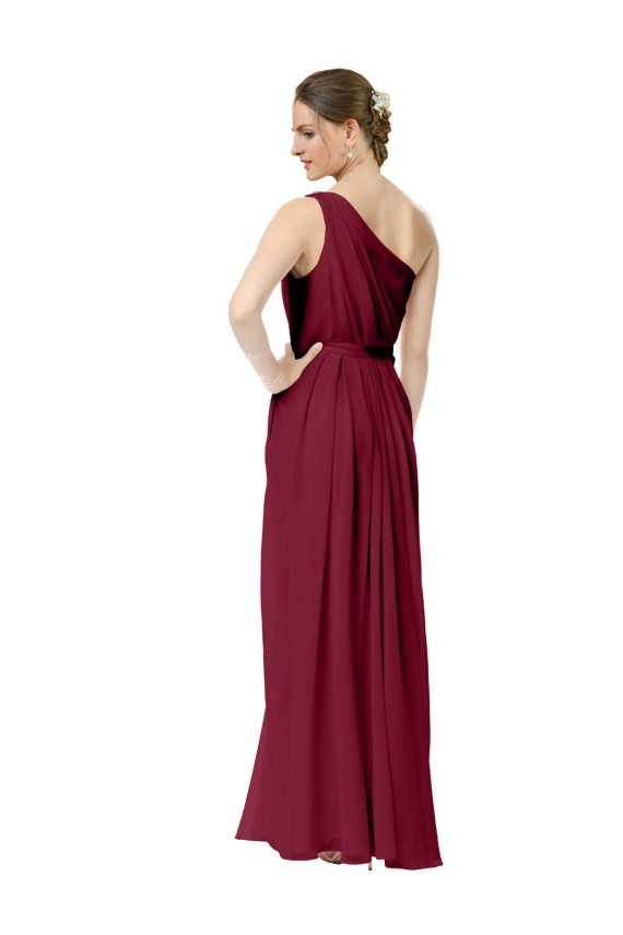 Cheap Draped One Shoulder Long Floor Length Chiffon Bridesmaid Dress Canada