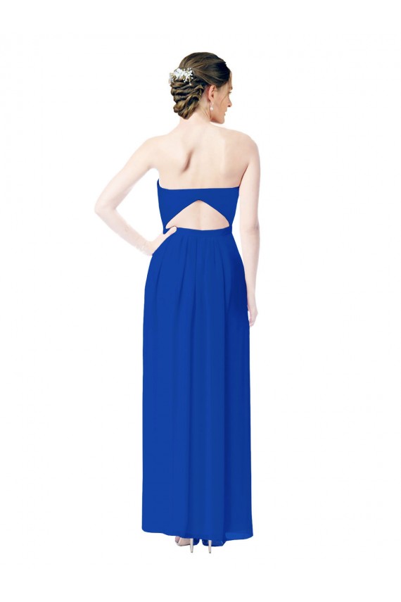 Cheap Strapless Sweetheart Keyhole Back Long Chiffon Bridesmaid Dress Canada