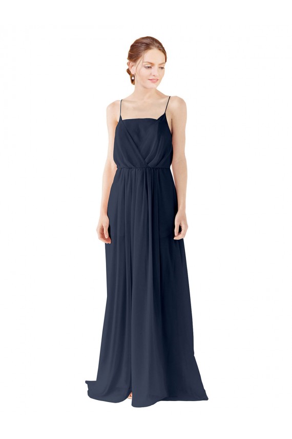 Cheap Spaghetti Straps Open Back Long Chiffon Bridesmaid Dress Canada