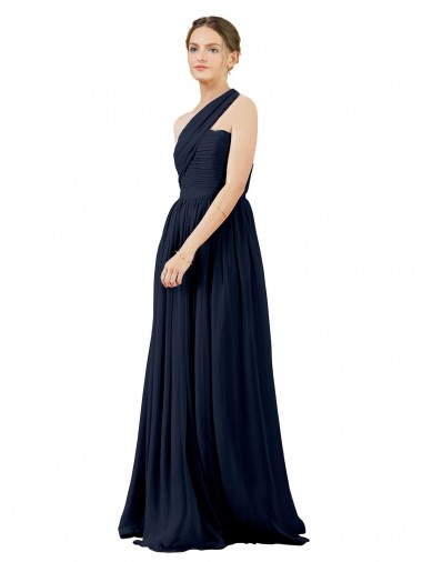 Cheap Draped One Shoulder Strapless Chiffon Bridesmaid Dress Canada