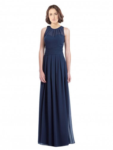 Cheap Chiffon High Neck Sleeveless Bridesmaid Dress with Pleats Canada