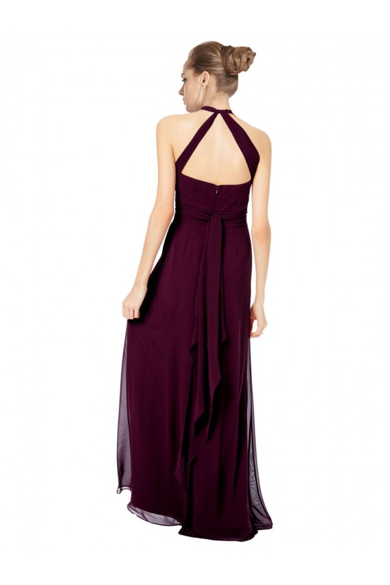 Cheap Keyhole Back Long Chiffon Halter Dress with Halter Straps Cross Neck Canada