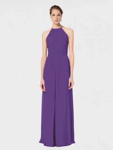 Cheap Long Chiffon Spaghetti Strap Halter Bridesmaid Dress Canada