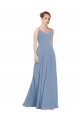 Cheap Chiffon Bridesmaids Dress with Draped V-Neck Bodice and Keyhole Back Canada