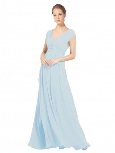 Cheap Chiffon Bridsmaids Dress with V-Neckline and Tie V Back Canada