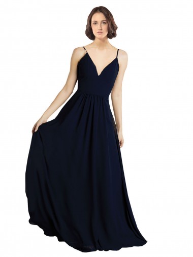 Cheap Simple Chiffon Bridesmaid Dress with Deep V-Neckline Canada