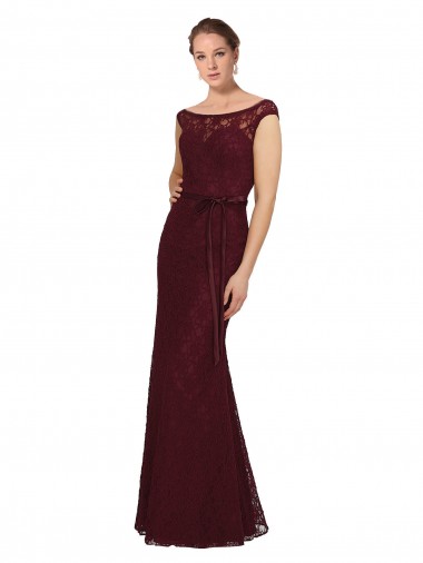 Cheap Lace Bridesmaids Dress with Matching Satin Tie Sash Canada