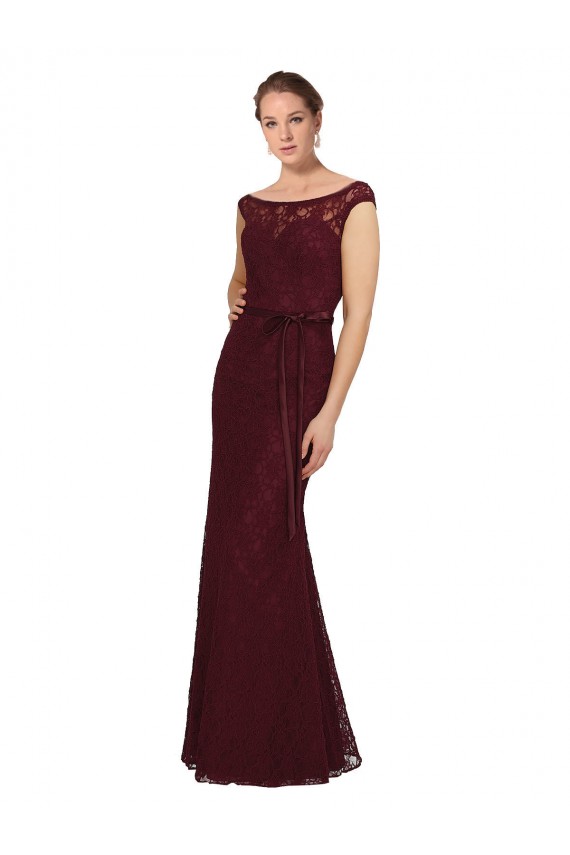 Cheap Lace Bridesmaids Dress with Matching Satin Tie Sash Canada