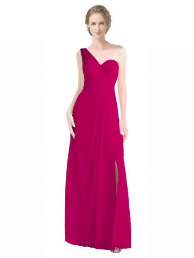 Cheap Full Length Chiffon Bridesmaid Dress with One Wide Shoulder Strap Canada