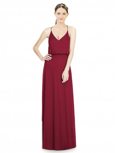 Cheap Full Length V-Neck A-Line Chiffon Boho Bridesmaid Dress Canada