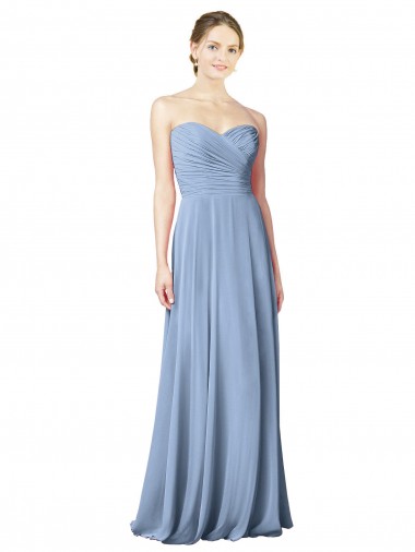 Cheap Draped Strapless Sweetheart Full Length Chiffon Bridesmaid Dress Canada