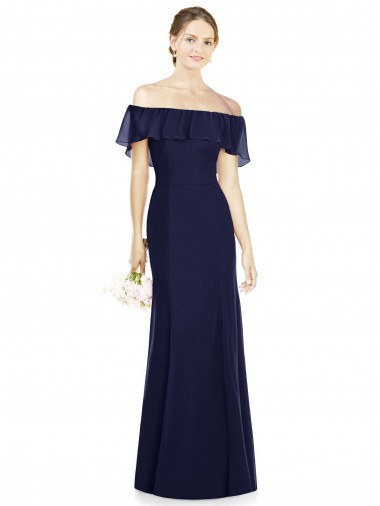 Cheap Off the Shoulder Full-Length Trumpet Chiffon Bridesmaid Dress Canada