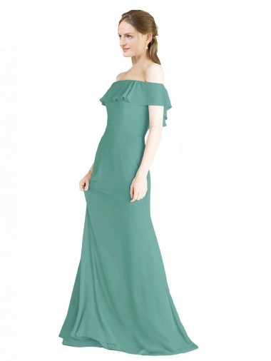 Cheap Off the Shoulder Bohemian Chiffon Bridesmaid Dress Canada