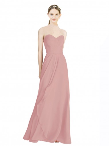 Cheap Daped A-Line Chiffon Bridesmaid Dress with Pleated Sweetheart Bodice Canada