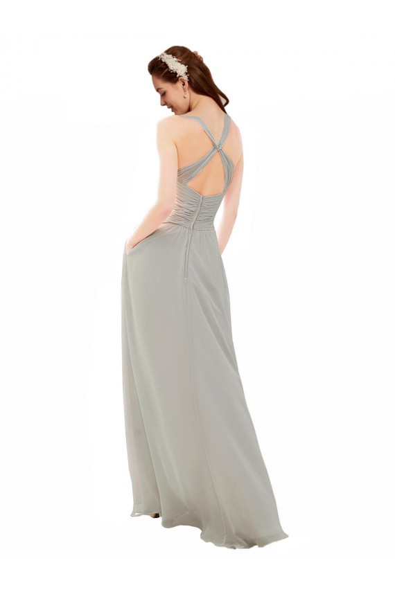 Cheap Chiffon Bridesmaid Dress with Ruched Draped Bodice Canada