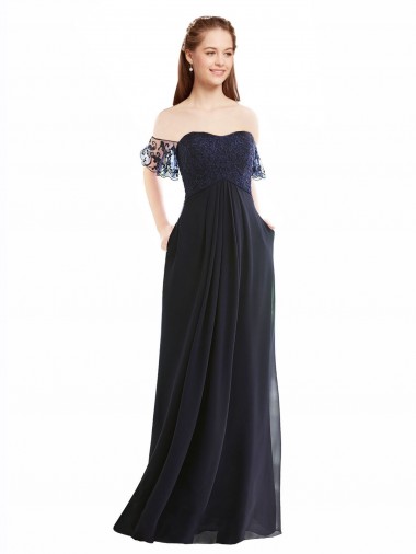 Cheap Boho Bridesmaid Dress with Beaded Embroidered Bodice and Flutter Cap Sleeves Canada