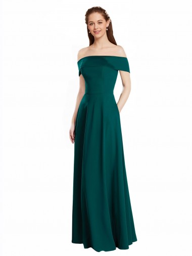 Cheap Classic Off the Shoulder Chiffon Bridesmaid Dress with Cap Sleeves Canada