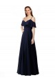 Cheap Chiffon Bridesmaids Dress with Off the Shoulder Ruffle Detail Canada