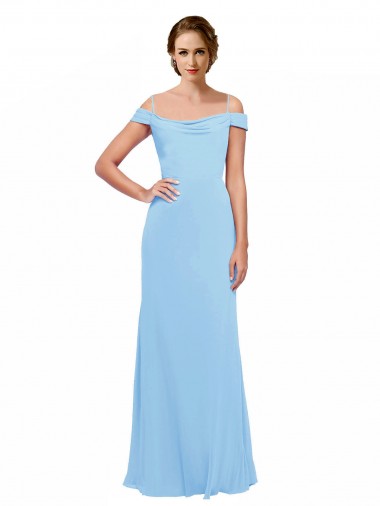 Cheap Off the Shoulder Bateau Neck Chiffon Bridesmaid Dress with Straps Canada