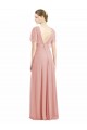 Cheap Draped Short Sleeves Long Chiffon A-Line Bridesmaid Dress Canada