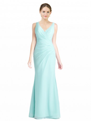 Cheap Ruched Bodice Sweetheart Chiffon Bridesmaid Dress with Lace Back Canada